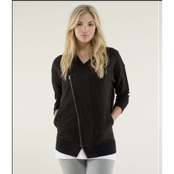 Lululemon Gray Black Mula Bundle Wrap Zip Jacket Womens Size 8 - Picture 1 of 9